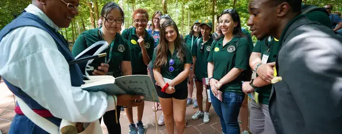 National History Academy residential students on a tour