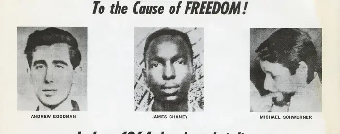 Poster urging voting to honor three martyrs of freedom