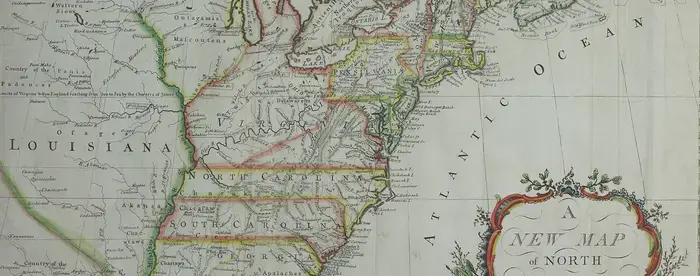 A map of the thirteen original colonies