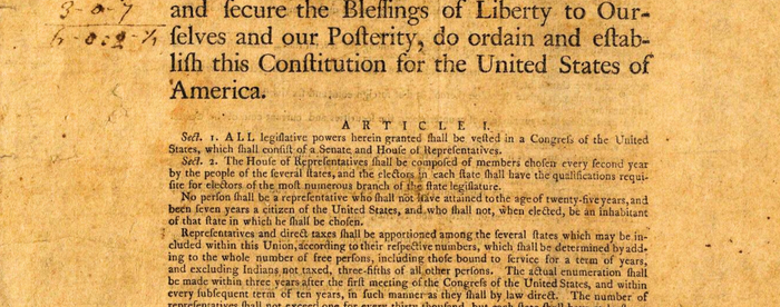 Scan of the US Constitution, printed in September 1787.