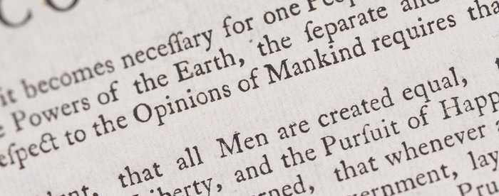Dunlap Printing of the Declaration - close view of preamble