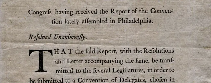 Resolution of Congress forwarding Constitution to the states for ratification