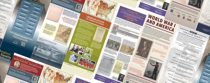 A collage of images from Gilder Lehrman Institute Pop-Up Panel Exhibitions