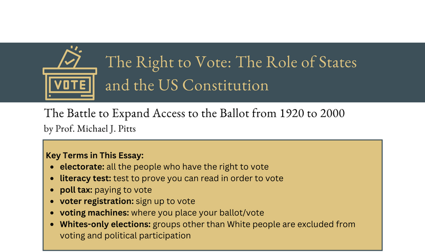 The Battle to Expand Access to the Ballot from 1920 to 2000 essay page
