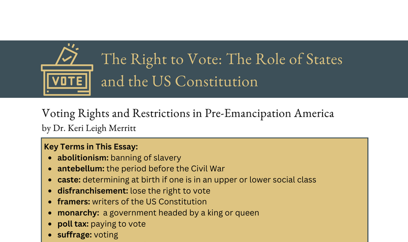 Voting Rights and Restrictions in Pre-Emancipation America essay page