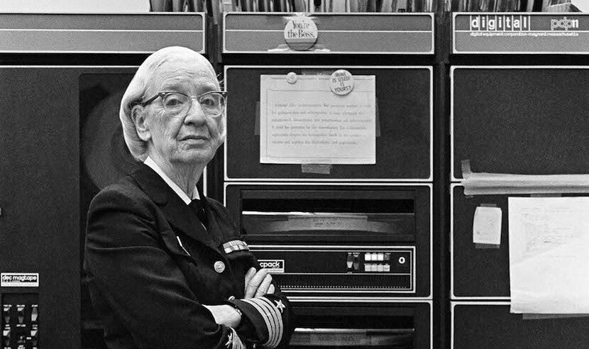 Grace M Hopper in her office in Washington DC, 1978