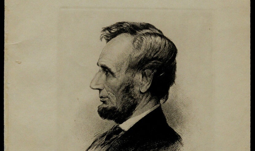 Engraving of Abraham Lincoln's head
