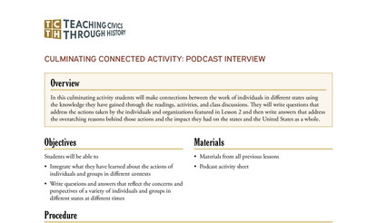 Culminating Activity overview