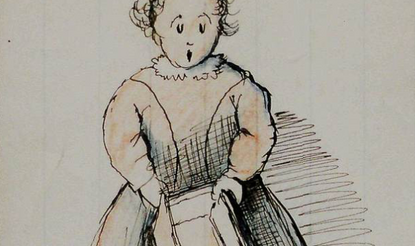 Sketch of child holding an empty box with quote below "Where my tools all gone to"