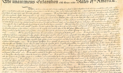 Detail of signatures to Declaration of Independence on a 1823 Facsimile engraving