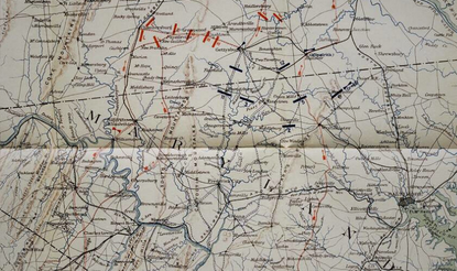 1900 Map showing positions of Union and Confederate armies during 1863 Battle of Gettysburg