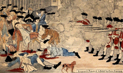 Paul Revere's 1770 engraving showing the Boston Massacre
