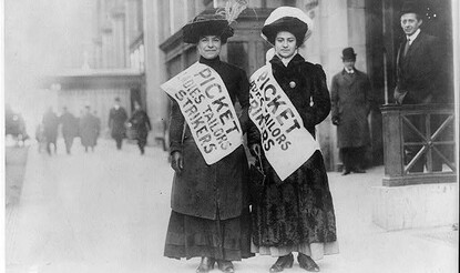 Picket girls on duty; Ladies' Tailors Strike, New York City, February 1910