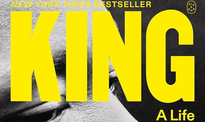 A portion of the cover of the book King: A Life by Jonathan Eig.