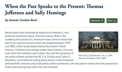 When the Past Speaks to the Present: Thomas Jefferson and Sally Hemings by Annette Gordon-Reed