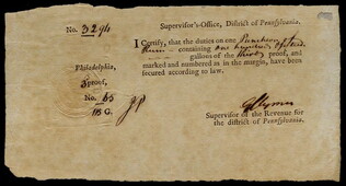 Certification of duty payment on rum, circa 1791-1794, GLC00797
