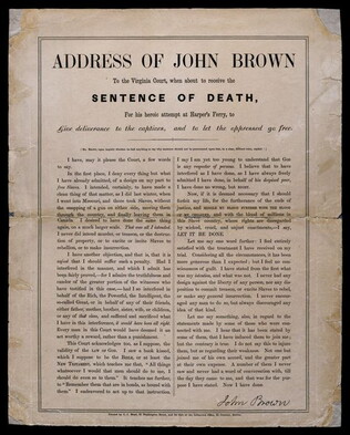 ADDRESS OF JOHN BROWN