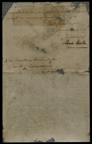 Alexander Hamilton to Thomas Mifflin, September 20, 1794, GLC07920 
