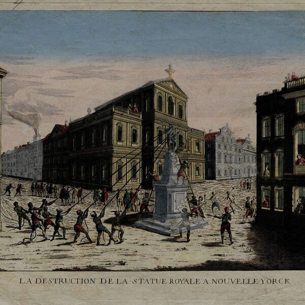 New Yorkers destroying statue of King George III