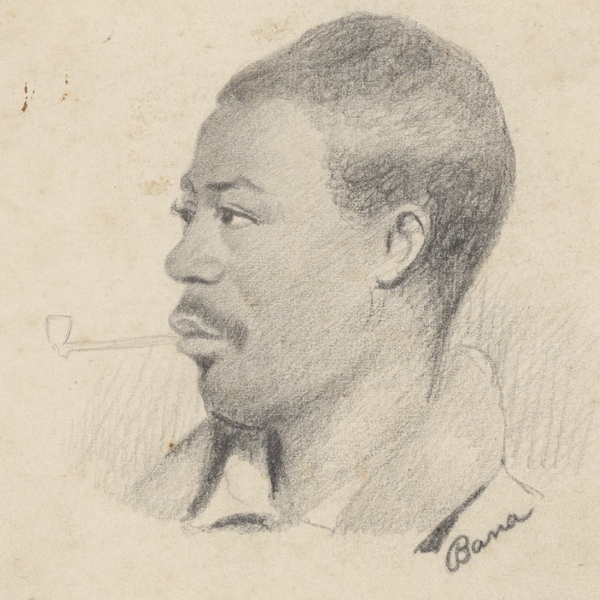 A drawing of a Black man in profile