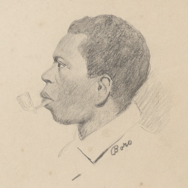 A drawing of a Black man in profile