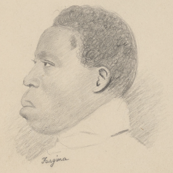 A drawing of a Black man in profile