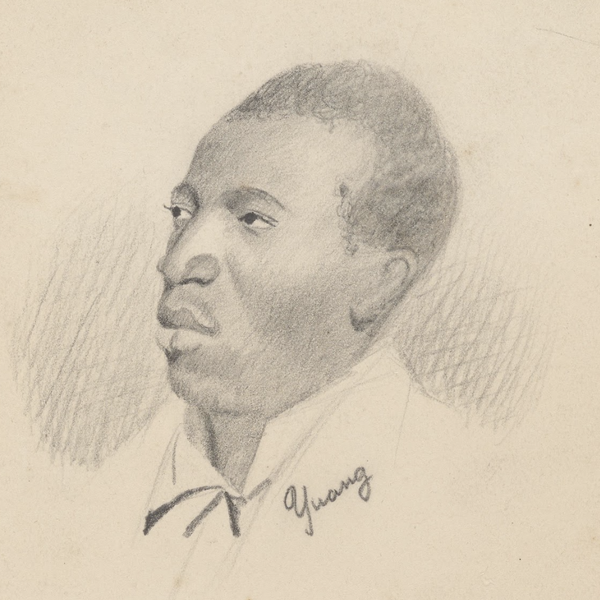 A drawing of a Black man in profile