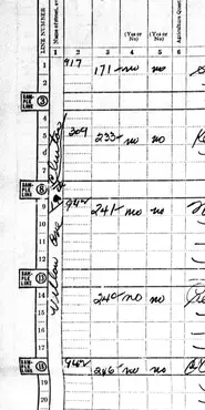 View of Census population schedule, focused on the street and address columns.