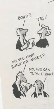 Cartoon with people giving bad answers to the census taker