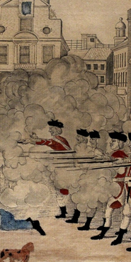 View of soldiers firing with thick clouds of gun smoke