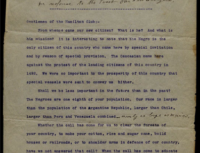 Address of Booker T. Washington, principal of the Tuskegee Normal and Industrial Institute, Tuskegee, Alabama, before the Hamilton Club, Chicago