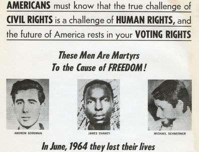 Voting Rights Poster showing faces of three martyrs to the cause of freedom