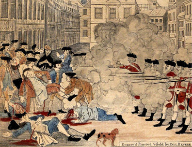 Paul Revere's 1770 engraving showing the Boston Massacre