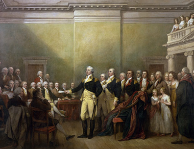 Painting, Washington Lays Down His Sword, by John Trumbull