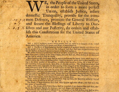 Scan of the US Constitution, printed in September 1787.