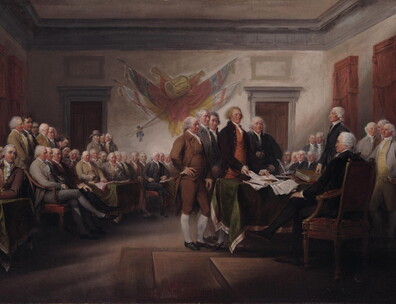 Oil painting of Continental Congress in session