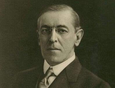 A portrait of Woodrow Wilson.
