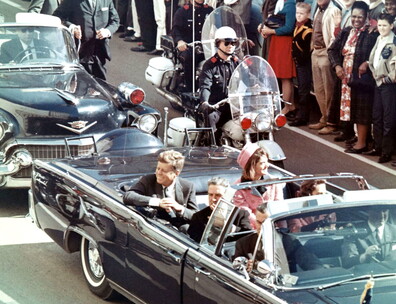 John F. Kennedy with Jackie in car touring Dallas the day he was assassinated
