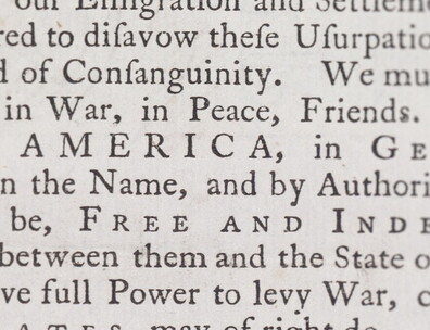 Select view of printed Declaration focused on preamble