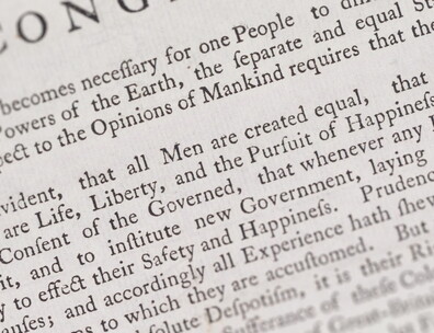 Select view of printed Declaration focused on preamble