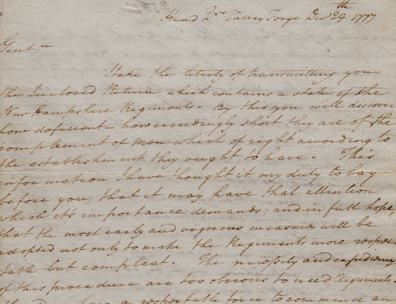 Letter from George Washington about the state of his troops