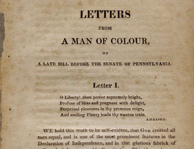 Page from James Forten's "Letters from a Man of Colour"