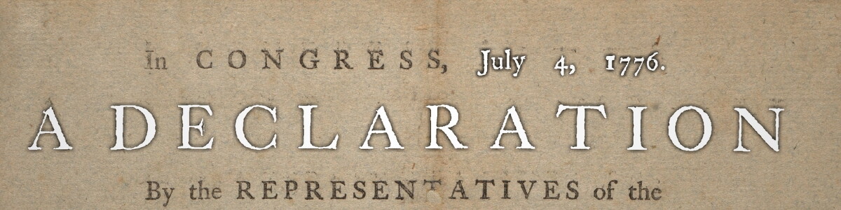 Printed version of Declaration of Independence with "A Declaration" animated