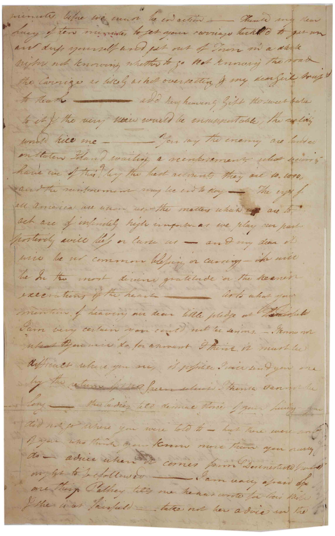 Second page of a manuscript letter from Henry Knox to Lucy Knox