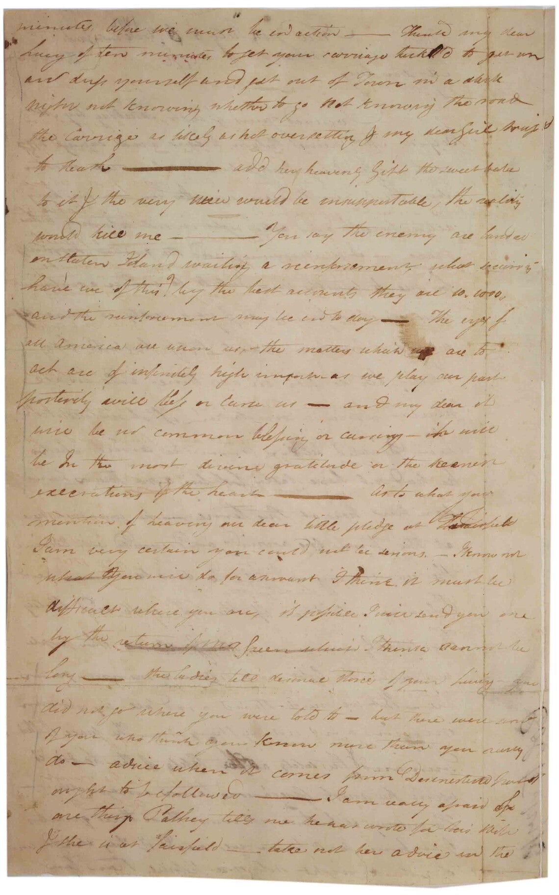 Second page of a manuscript letter from Henry Knox to Lucy Knox