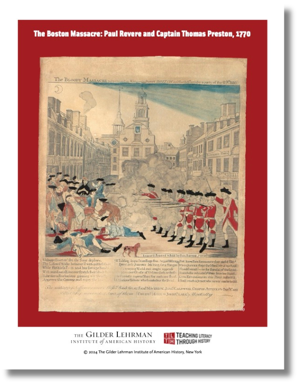Cover of Lesson Plan Featuring an Illustration of the Boston Massacre