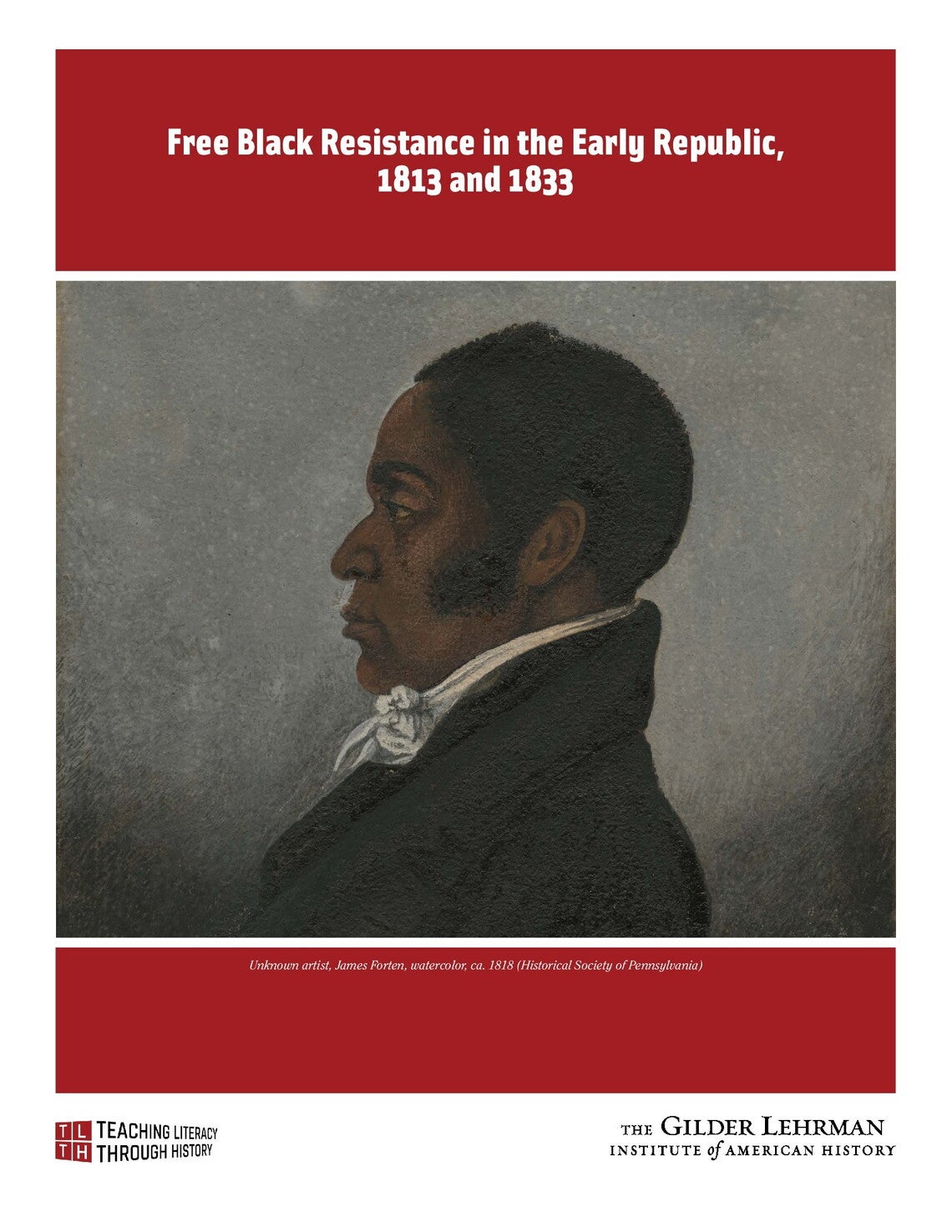 Cover image of lesson plan featuring a painting of James Forten in profile