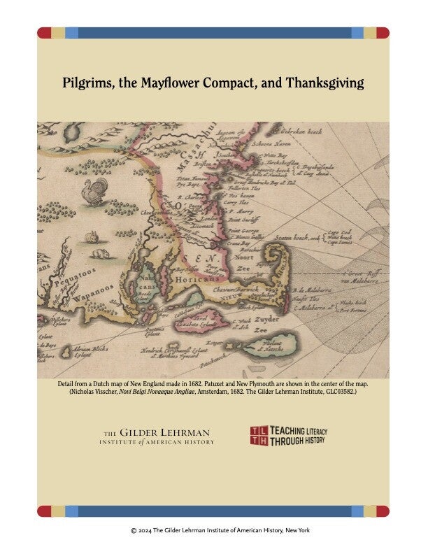 Cover of lesson plan featuring a Dutch map of New England made in 1682