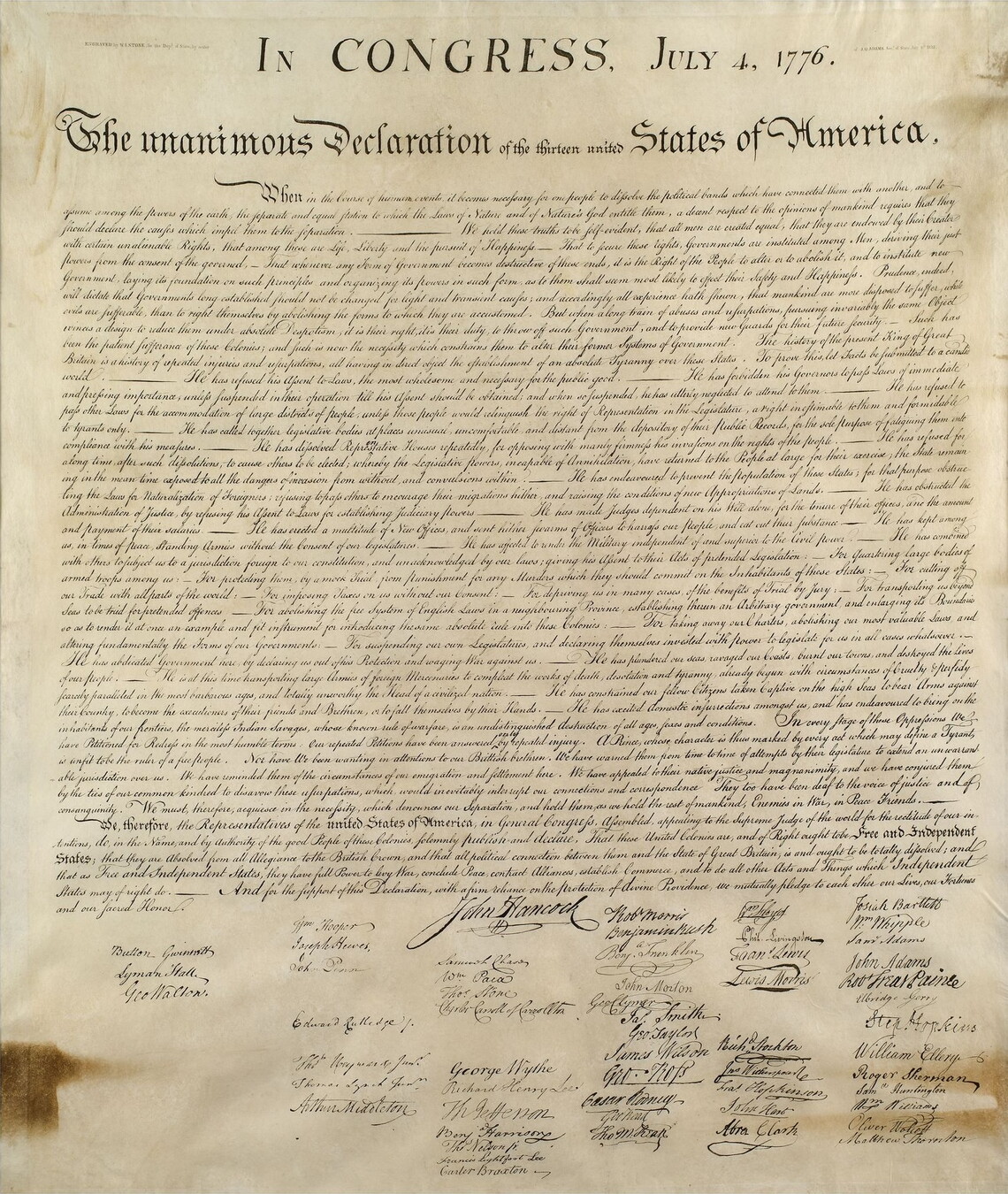 Facsimile reproduction of the Declaration