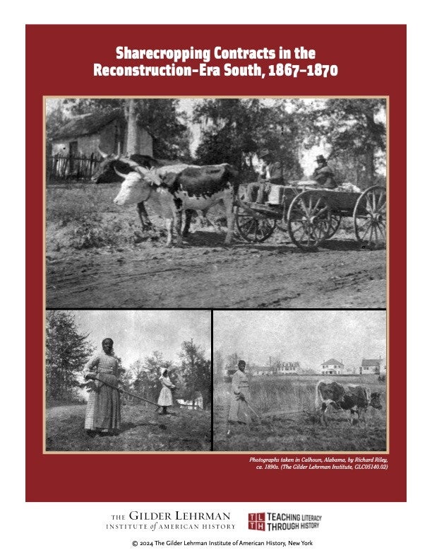 Photographs of Black sharecroppers taken in Calhoun, Alabama, by Richard Riley, ca. 1890s. (The Gilder Lehrman Institute, GLC05140.02)